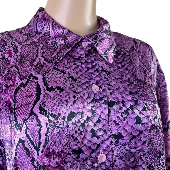 Neiman Marcus Women’s Top Blouse Purple Button Down Size 14 - Picture 8 of 11